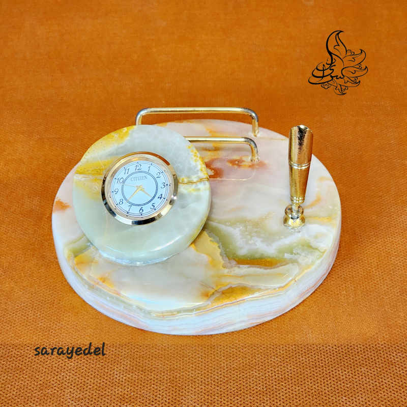 ساعت و جاقلمی سنگ مرمر83148