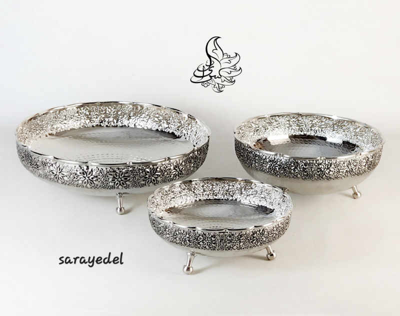 ظروف پذیرایی مسی سه پایه روکش کروم333630/333650/333660