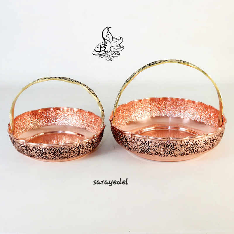 سبد پذیرایی مسی گل برجسته33347/333470